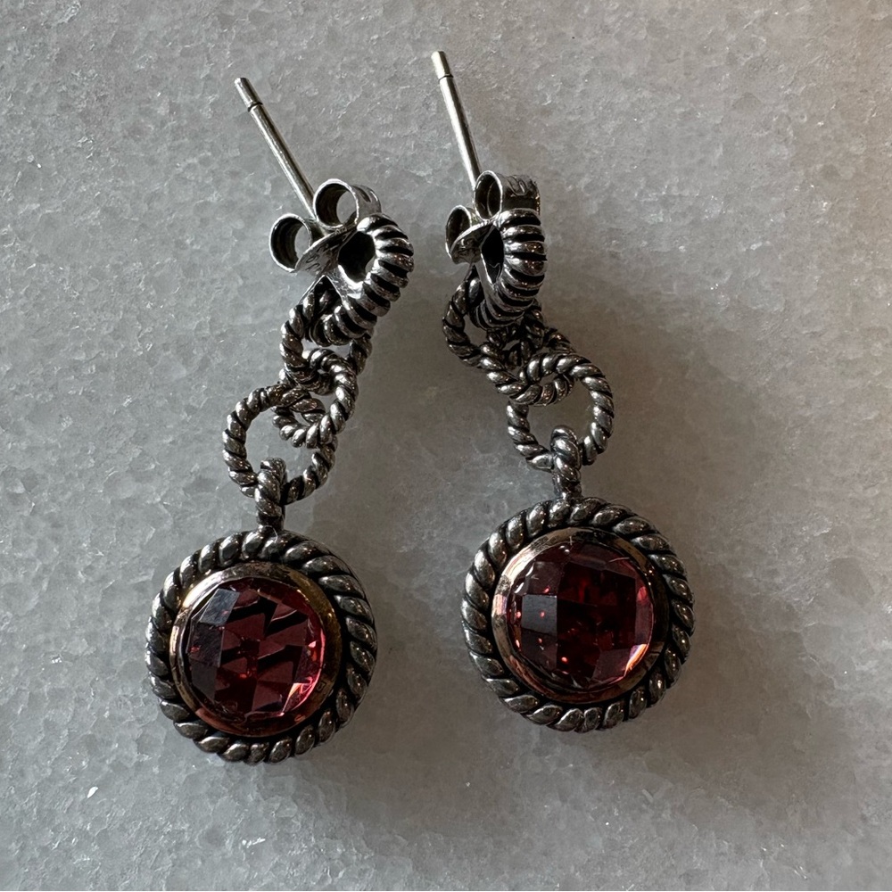 Silver Garnet 925 14k Earrings
